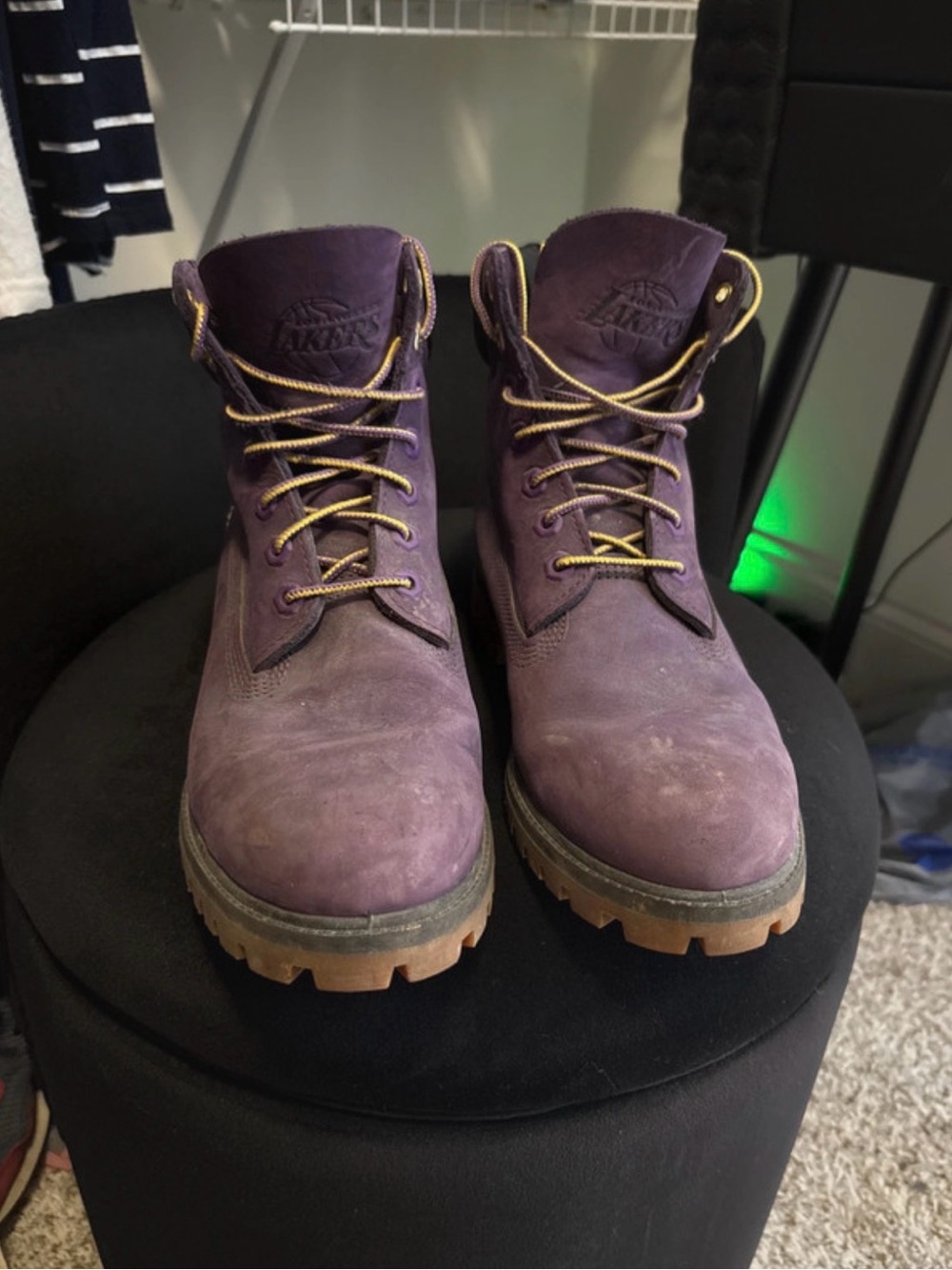 Purple Men's Work Boots - Durable Leather Lace-Up
